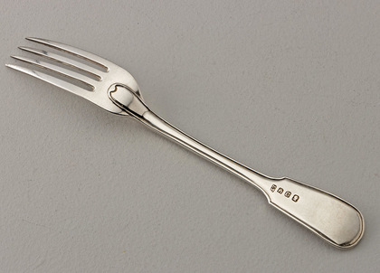 Extremely Rare Cape Silver Fiddle Thread Without Shoulders Table Fork - Lawrence Twentyman (2nd example)